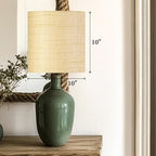 GO&SO Set of 2 Cylinder Drum Lamp Shades Farmhouse Lampshades, 10" L x 10" H (E26 Spider), Woven Lampshades for Table Lamp & Bedside Lamps,Replacement Lamp Shade In Hand Crafted,Easy Assembly Required - color: Hand-woven fabric, size: 10*10*10IN-2PC