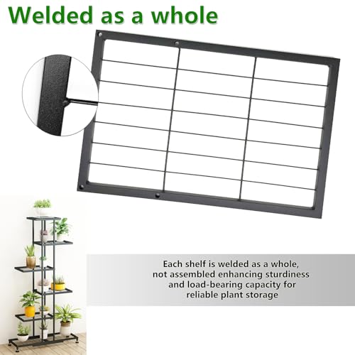 Metal Plant Stand, 6 Tier 12 Potted, Upgrade Multiple Plant Rack Shelf Organizer, Indoor Planter Display Shelving Unit for Patio Garden Corner Balcony Living Room - color: black-6 tiers