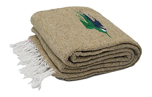 Open Road Goods Mexican Thunderbird Yoga Blanket, Handwoven Throw for Yoga, Meditation, and Home Décor – Versatile Blanket for Beach, Picnic, Camping, or Outdoor Use - color: Tan/Beige