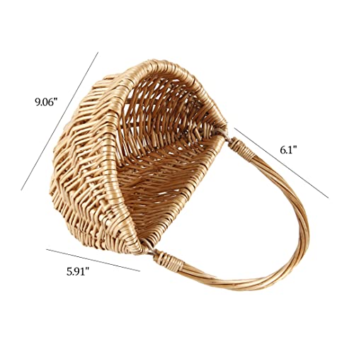 Wall Hanging Basket, Woven Wicker Decorative Plants Flowers Basket for Porch Garden Farmhouse Kitchen (Semiround) - color: Natural, size: Semicircle