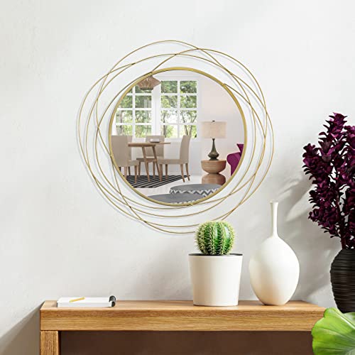 ironsmithn Wall Mirror Mounted Round Decorative Mirrors Circle for Bathroom Vanity, Living Room or Bedroom (Gold1) - color: Gold, size: 20" x 20"