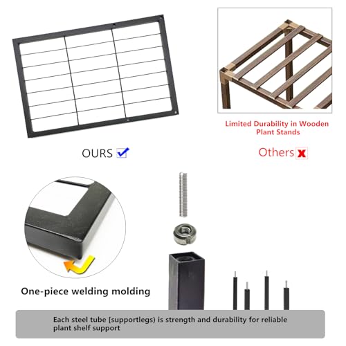 Twhep 5-Tier Iron Plant Stand - Modern Multi-Functional Shelf for Balcony & Garden - color: black-5 Tier 11 Potted