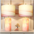 Scenekoy 23" Alabaster Table Lamp Set of 2 with Night Light for Bedroom Living Room, Rotary Switch, Pink Modern Table Lamp with Linen Shade, Nightstand Lamps for Room Bedside Office (Bulb Included) - color: Pink