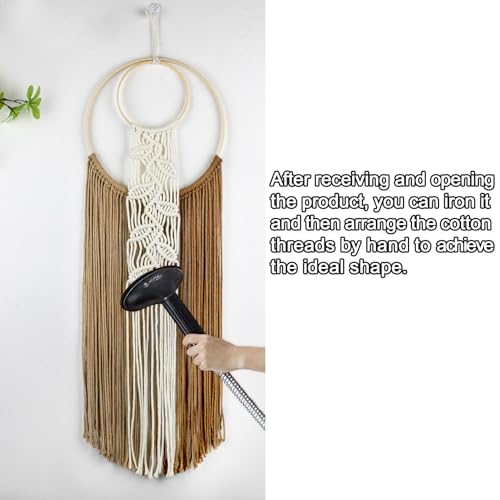 LB Boho Macrame Wall Hanging, Handmade Woven Tapestry Wall Hanging Decor Vintage Home Decor Aesthetic Brown Macrame Wall Art for Living Room Apartment Office Backdrop,10X30 Inch - color: Brown