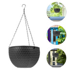 2Pcs Hanging Planter Plastic Honeycomb Rattan Weave Plant Basket for Use Deep Color