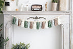 Tassel Garland - Boho Tassel Garland with Wood Beads - Wall Decor for Dorm, Girls Room and Nursery Room - Olive Green (43 inch) - size: 43 inch