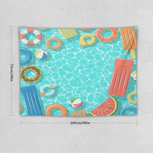 Kurtect Summer Theme Tapestry,Swimming Pool Fruit Cartoon Kids Teens Pattern Print Tapestries for Party Beach Picnic Blankets Tablecloths Living Room Wall Deocr, 30x40 in - color: style-2, size: 40"L x 30"W