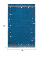 SAFAVIEH Himalaya Collection Area Rug - 5' x 8', Blue, Handmade Boho Tribal Wool, Ideal for High Traffic Areas in Living Room, Bedroom (HIM563M) - color: Blue, size: 5' x 8' (Rectangular)