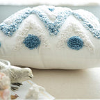 Set of 2 Cotton Woven Boho Throw Pillow Covers, Tufted Decorative Square Pillowcases Covers with Tassels for Couch Sofa Bed, Living Room Sofa, Farmhouse, 18x18 Inch Blue(2 pcs) - size: 18" x 18" (Pack of 2)