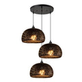 Black Bamboo 3 Light Fixtures Cluster Rattan Pendant Light Hand Woven Wicker Chandelier Boho Ceiling Hanging Light for Kitchen Stairway Hallway Dining Room Foyer - color: Black Bamboo, 3-Ligh