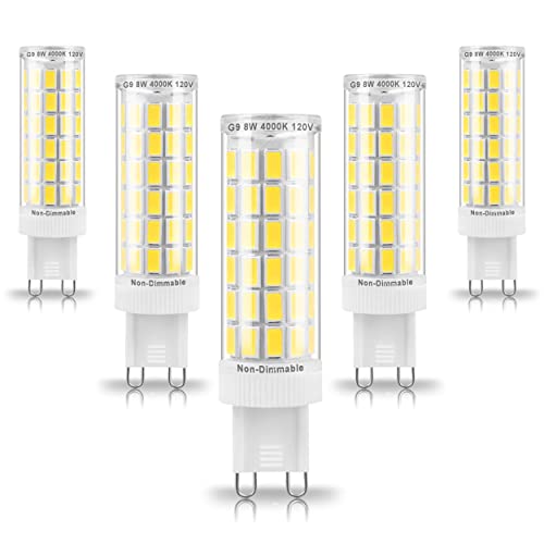 Ziomitus G9 Led Bulbs 75W 80W 100W Replacement 4000K Natural White,1000 lm, AC120V G9 8W Bi-pin Neutral LED Corn Light Bulb for Chandelier Pendant Bathroom Vanity Ligting,5Pack - color: 4000k Natural White, size: 8 Watts
