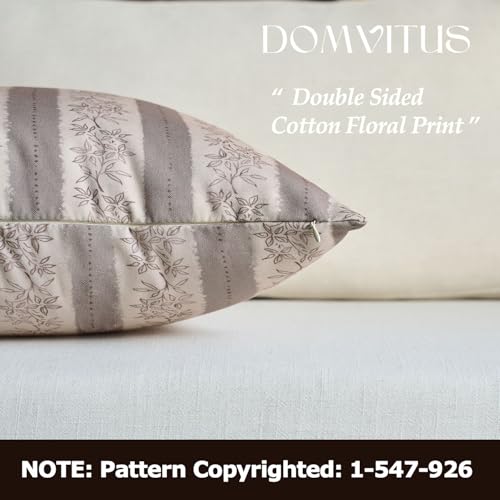 DOMVITUS Floral Pillow Covers 18x18 Inch Set of 2, Vintage Striped Block Print Decorative Throw Pillow Covers Neutral Farmhouse Boho Home Decor for Couch Sofa Bed Living Room, Light Gray - color: Light Gray, size: 18" x 18" (Pack of 2)