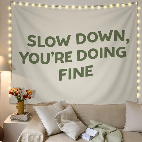 SkyCozy Inspirational Positive Affirmations Wall Tapestry, Slow Down You're Doing Fine Motivational Minimalist Tapestry for Home Bedroom Living Room Office Classroom Wall Decor, 50x60 Inch - color: 04-Slow Down You're Doing Fine Tapestry