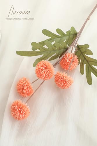 Floroom 5pcs Coral Pink Faux Silk Mums Artificial Flowers, Bulk Fake Small Mini Chrysanthemums with Stems for DIY Wedding Centerpieces Floral Arrangements Vase Fillers Home Decorations - color: Coral Pink, size: 5pcs