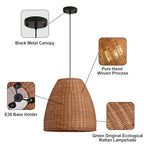 Farmhouse Rattan Chandelier 16.6" 3-Lights Boho Hand Woven Pendant Lights Wicker Dining Room Light Coastal Hanging Lighting Fixtures for Living Room Bedroom Kitchen Sink Restaurant Entryway Foyer - color: Brown-D-16.6IN