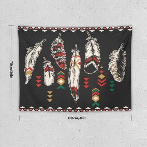 Vintage Feather Tapestry Wall Hanging,Aztec Native American Navajo Ethnic Tribal Design Wall Hanging Tapestry Wall Art Home Décor for Bedroom Living Room Dorm Wall Décor 40" x 30" - color: Aztec Style_1, size: 40"L x 30"W
