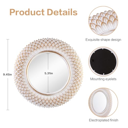 Round Decorative Wall Mirror, White Circle Mirror for Bedroom, Entryway, Living Room, Decorative Modern Wall Decor - color: White