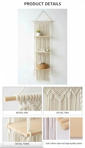 Large Macrame Wall Hanging Macrame Wall Decor Tapestry For Headboard Bedroom Livingroom Boho Fiber Home Art (White-B) - color: White-B