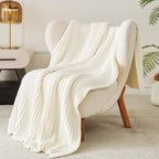 WESHIONGOO Throw Blanket for Couch Soft Knit Throw Blanket with Chenille Yarn Non-Shedding, Chenille Blanket for Living Room Bed Sofa (Cream White, 50"*60") - color: Cream White