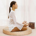 Meditation Pillow,Tatami,Floor Cushion,Floor Pillow,15.7inch / 40cm Dia Straw Floor Seat Cushion for Deep Thought Leisure Round Shape Soft Pouf Light Yellow Knitted Tatami Cushion