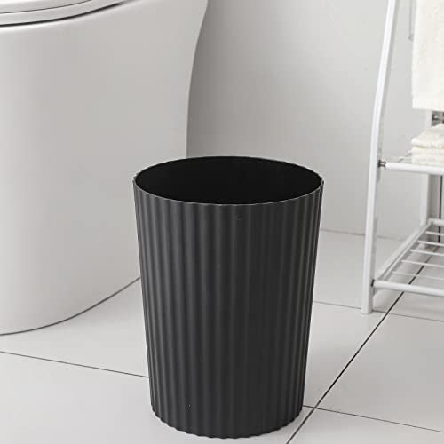 JiatuA Small Trash Can Plastic Wastebasket Round Garbage Container Bin for Bathroom, Kitchen, Bedroom, Home Office, College Dorm, Black 2 Pack - color: Black, size: 1.8 Gallons, 2 Pack