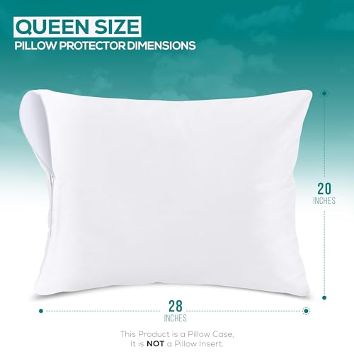 Set of 6 Pillow Protectors with Zipper Queen Size, Bed Bug and Dust Mite Proof Pillow Covers, Ultra Soft Pillow Encasements, Moisture Wicking and Waterproof Pillow Cases by Utopia Bedding (White) - size: Queen (Pack of 6)