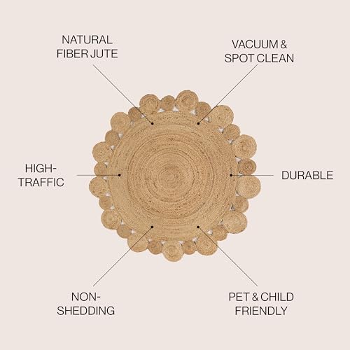 JONATHAN Y Eden Jute Hippie Circle Natural 7' Round Indoor Area Rug, Natural-Fibers, Geometric, Easy-Cleaning for Living Room, Bedroom, Kitchen, Pet Friendly, Non-Shedding (RNF102A-7R) - size: 7' (Round)