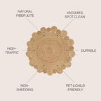 JONATHAN Y Eden Jute Hippie Circle Natural 7' Round Indoor Area Rug, Natural-Fibers, Geometric, Easy-Cleaning for Living Room, Bedroom, Kitchen, Pet Friendly, Non-Shedding (RNF102A-7R) - size: 7' (Round)