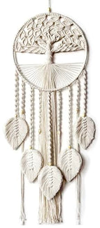 Large Tree of Life Dream Catchers, Macrame Wall Hanging Boho Handmade Woven Dream Catcher Macrame Wall Decor Art for Adults Boys Girls Bedroom Wedding Party Decor, Festival Blessing Gift（Light Beige）