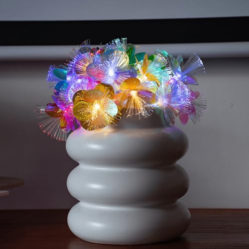 YOLIGHT Fiber Optic Flower String Lights Battery Operated with Timer, 6.5ft 10 LED Colorful Flower Garland Light Fairy Decor Lights for Room Table Wedding Christmas Easter Décor (Multi-Color) - color: Multicolor, size: 6.5ft