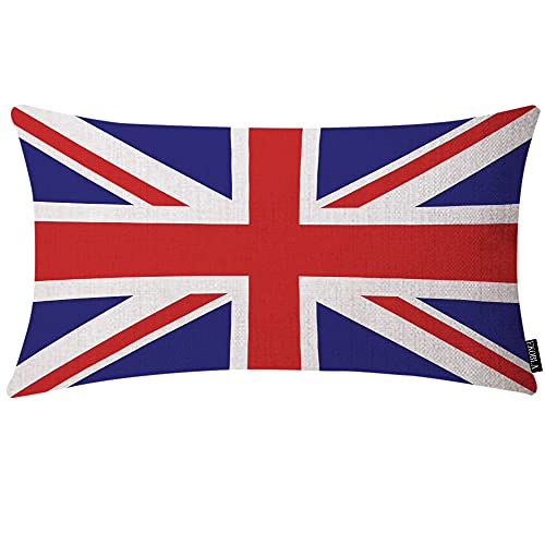 EKOBLA British Flag Home Decorative Throw Pillow Covers Colors England Blue Red White Patriotic Farmhouse Rectangle Cushion Cover Pillowcases Cotton Linen Cushion Cover 12x20 Inches - color: Multi-bs12, size: 20" x 12" (Pack of 1)