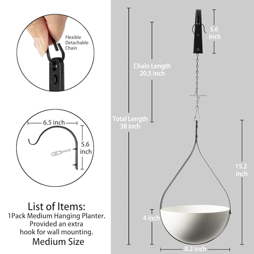 Hajia Waterdrop Shaped Hanging Planter, Metal Plant Hanger with Non-Detachable Pot, Hanging Plant Holder for Wall and Ceiling Decor.(No Plants and Drainage Holes) (Black, Medium 1 Pack) - color: Black, size: Medium 1 Pack