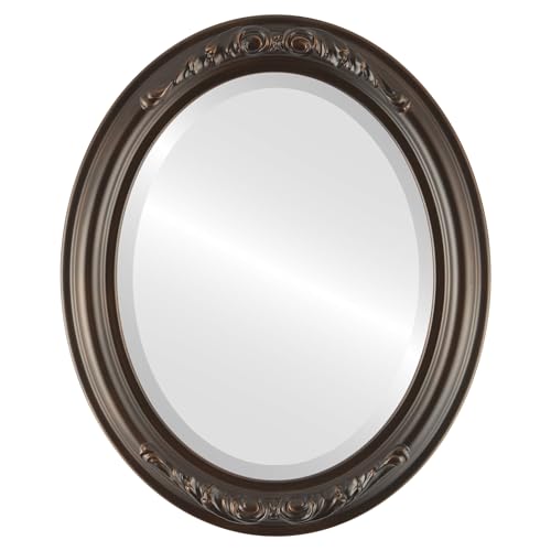 OVALCREST Oval Beveled Wall Mirror for Home Decor - Florence Style - Rubbed Bronze - 24" x 20" - color: Rubbed Bronze, size: 24"L x 20"W