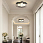 Flush Mount Ceiling Light, 12.6” Close to Ceiling Light Fixtures with Globe Glass Shade, 4-Light Black Ceiling Light Fixture for Bedroom Kitchen Hallway Living Room Dining Room Entryway - color: 4 Light Black