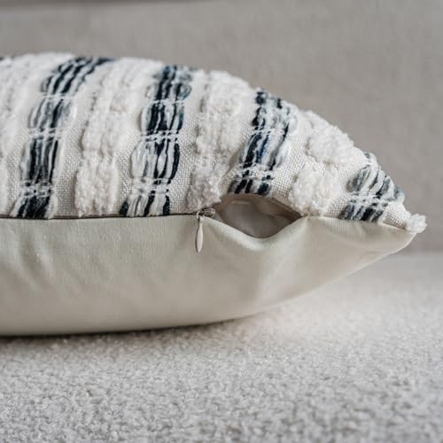 Caflife Boho Lumbar Pillow Covers 14x36 Inch Long, Farmhouse Black Striped Textured Chenille Decorative Couch Pillow Cases, Rustic Accent Cushion Covers for Sofa Bed Living Room Bedroom, Pack of 1 - color: Black, size: 36" x 14" (Pack of 1)