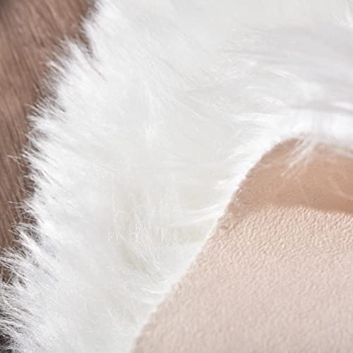 ORINOVA White Faux Sheepskin Fuzzy Fur Rugs for Bedroom Small Machine Washable Fluffy Area Rugs for Living Room 2x4 Shag Nursery Rug - color: White, size: 2' x 4' (Sheepskin Fur)