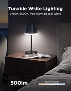 Govee Smart Cordless Table Lamp Classic (No Adapter), RGBIC Rechargeable Table Lamp for Bedroom, Living Room, Portable Desk Lamp Works with Matter, LED Bedside Lamp with 72 Scenes Modes, Timer, 500lm