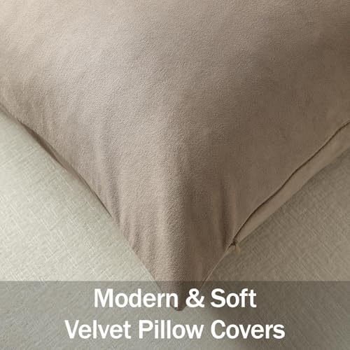 DEZENE Lumbar Pillow Covers 12x20 Taupe: Pack of 2 Cozy Soft Velvet Rectangular Modern Luxury Decorative Throw Pillow Cases for Sofa Couch Living Room Bed Home Decor - color: Cobblestone, size: 20" x 12" (Pack of 2)