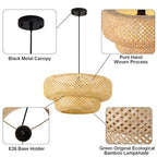 Bamboo Pendant Light 17.72" Wicker Chandelier Handmade Rattan Dining Room Lights Farmhouse Hanging Lighting Fixture for Kitchen Island Bedroom Living Room Hallway Coffee Restaurant - color: Beige-17.72IN