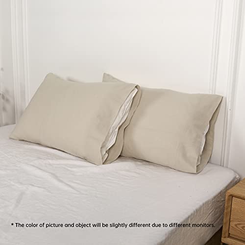 Simple&Opulence Linen Cotton Blend Pillowcases, King Size 20"x40", Flax Color, 2 Pack - color: Linen, size: 20"x40"