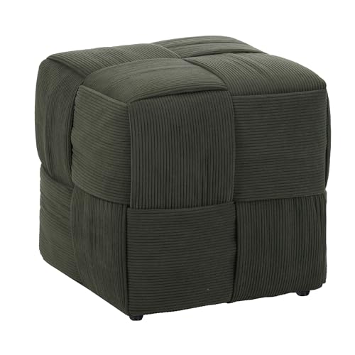 Pouf Ottoman Foot Rest Soft and Comfortable Square Ottoman Square Corduroy Woven Design Sofa Stool (Dark Green, 1) - color: Dark Green