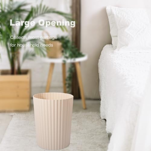 JiatuA Small Trash Can Plastic Wastebasket Round Garbage Container Bin for Bathroom, Kitchen, Bedroom, Home Office, College Dorm, Beige - color: Beige, size: 1.8 Gallons