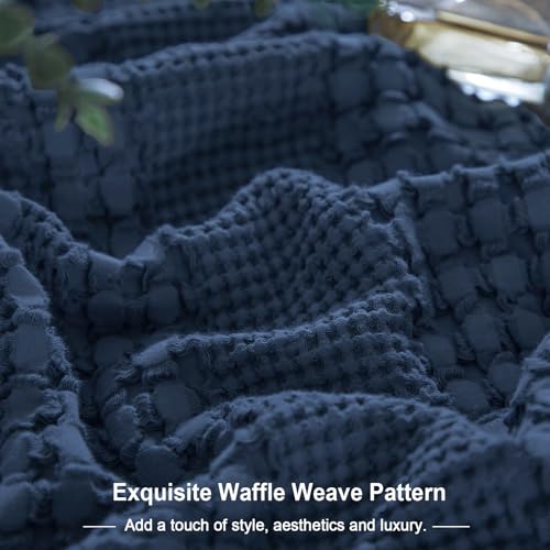 PHF 100% Cotton Waffle Pillow Shams Standard Size, 2 Pack 20" x 26" Soft Skin-Friendly Pillowcases, No Filling, Aesthetic Woven and Breathable Waffle Weave Pillow Case Covers for Bed, Blue Sapphire - color: Blue Sapphire, size: 26" x 20" (Pack of 2)