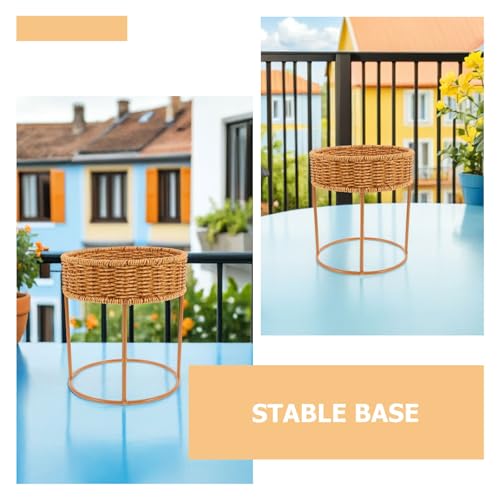 COLLBATH Plant Stand, Plant Basket Indoor, Small, Cute Planter Holder with Legs, Boho Style Flowers Display Rack Standing Floor Stool Shelf for Pot - size: 22.00X22.00X20.50CM