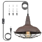 DAYCENT Industrial Plug-in Pendant Light Barn Style Hanging Lamp with Wire Caged Swag Light Fixture for Bedroom Hallway Kitchen Living Room, On/Off Switch - color: Plug-in