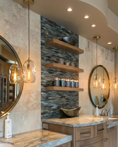 CASAMOTION Modern Pendant Lights Kitchen Island Large Gold Hanging Light Fixtures for Dining Table Blown Art Glass Clear Organic Globe Bedroom Foyer Entryway Hallway Lamp 12 Inch 1 Pack - color: Clear+Glod 12"H-1 Pack