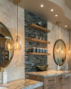 CASAMOTION Modern Pendant Lights Kitchen Island Large Gold Hanging Light Fixtures for Dining Table Blown Art Glass Clear Organic Globe Bedroom Foyer Entryway Hallway Lamp 12 Inch 1 Pack - color: Clear+Glod 12"H-1 Pack