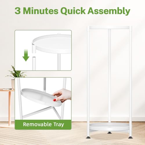 iDavosic.ly 2 Tier Corner Plant Stand Indoor, Tall Vertical Metal Flower Heavy Duty Pot Holder Shelf Outdoor for Patio Porch Living Room, White - Round - color: Pure White, size: 2 Tiers