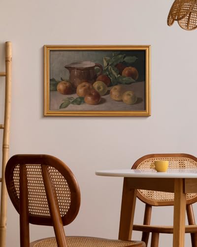 HUARCEY Gold Framed Vintage Wall Art for Living Room, Harvest Apples Still Life Oil Painting Artwork Shelf Decor Abstract Wall Pictures Large Prints Farmhouse Fruit Room Decor Bedroom Kitchen Bathroom - color: Apple, size: 24"L x 16"W