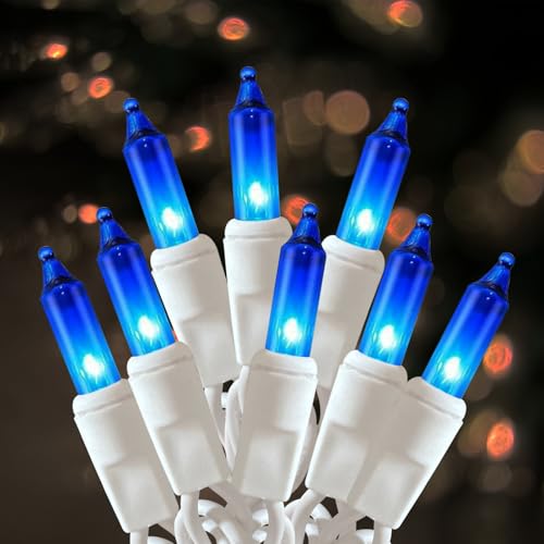 HISHINY Christmas Lights 100 Count Blue Christmas Tree String Lights with White Wire for Outdoor Indoor Christmas Decorations Wedding Decorations Valentines Day Decor,UL Certified (21feet) - color: Blue